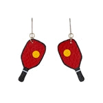 Leather Pickleball Earrings