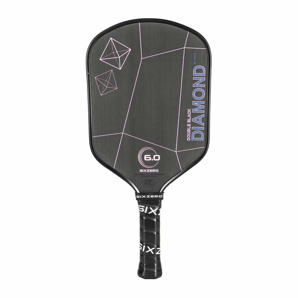 Six Zero Double Black Diamond Control 16mm Pickleball Paddle - Black