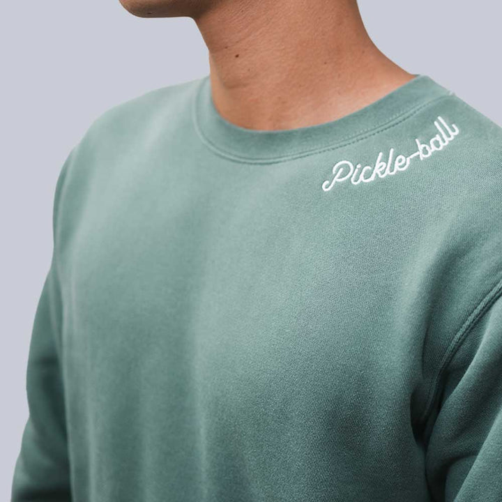 Heritage Pickle-ball Embroidered Cursive Crew Neck Sweatshirt - Unisex