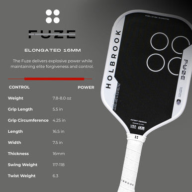 Holbrook Fuze Elongated 16mm Pickleball Paddle