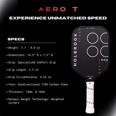 Holbrook Aero T Carbon Fiber 16mm Pickleball Paddle