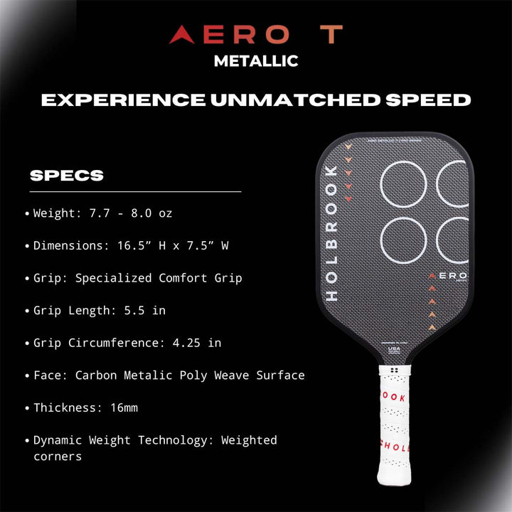 Holbrook Aero T Metallic 16mm Carbon Fiber Pickleball Paddle