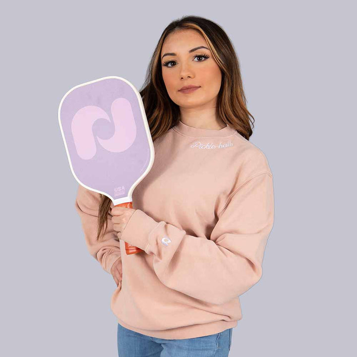 Heritage Pickle-ball Embroidered Cursive Crew Neck Sweatshirt - Unisex