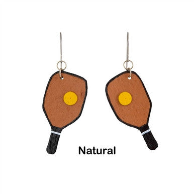 Leather Pickleball Earrings