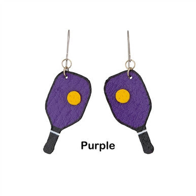 Leather Pickleball Earrings