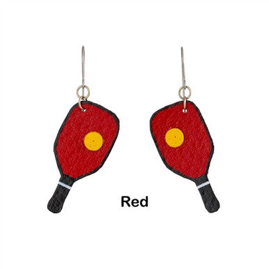 Leather Pickleball Earrings