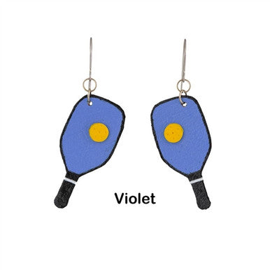 Leather Pickleball Earrings