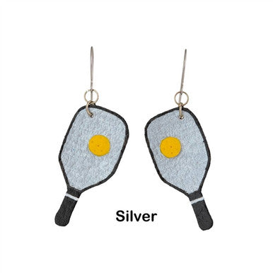 Leather Pickleball Earrings