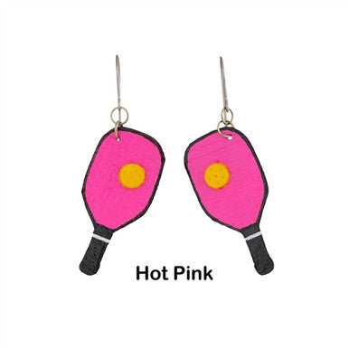 Leather Pickleball Earrings