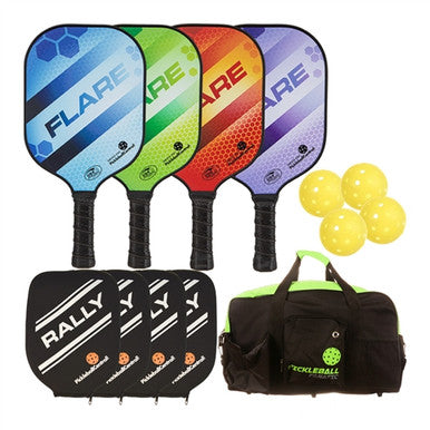 Rally Flare Graphite 4-Pack Bundle - paddles/balls/duffel/covers