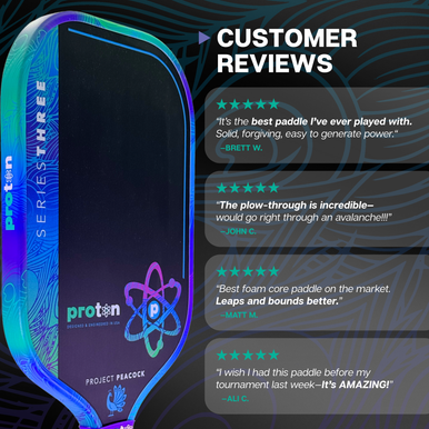 Proton Series Three Project Peacock 15mm Elongated Pickleball Paddle