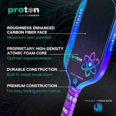 Proton Series Three Project Peacock 15mm Elongated Pickleball Paddle