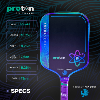 Proton Series Three Project Peacock  13mm Widebody Pickleball Paddle
