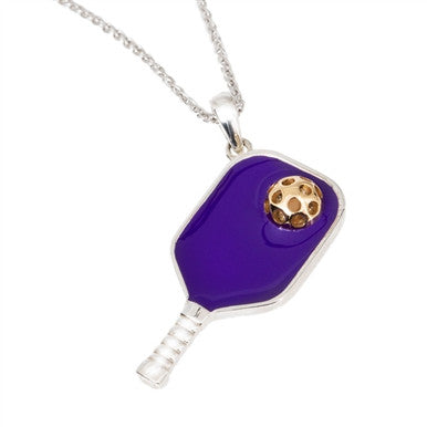 Elegant Enamel Pickleball Paddle Pendant