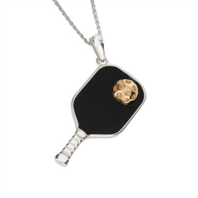 Elegant Enamel Pickleball Paddle Pendant