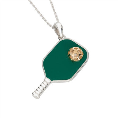 Elegant Enamel Pickleball Paddle Pendant