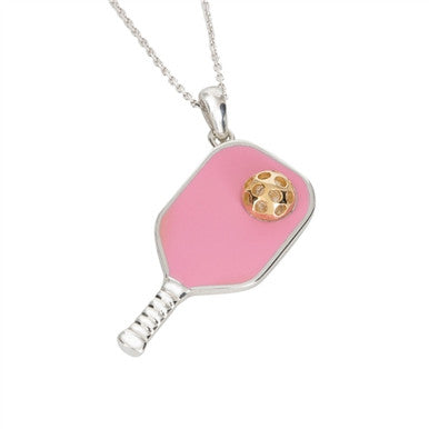 Elegant Enamel Pickleball Paddle Pendant