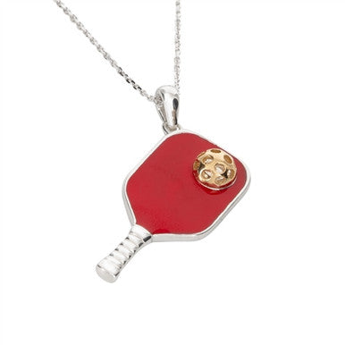 Elegant Enamel Pickleball Paddle Pendant