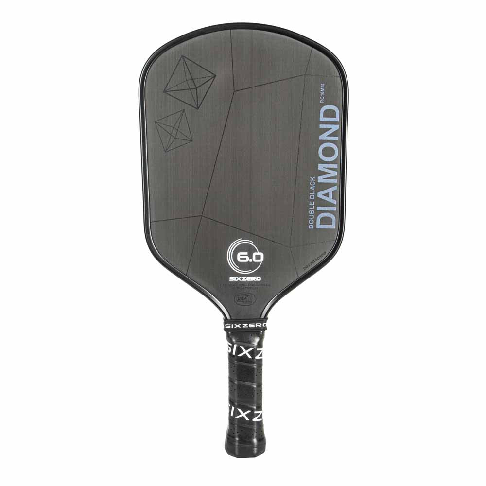 Six Zero Double Black Diamond Control 16mm Pickleball Paddle - Black