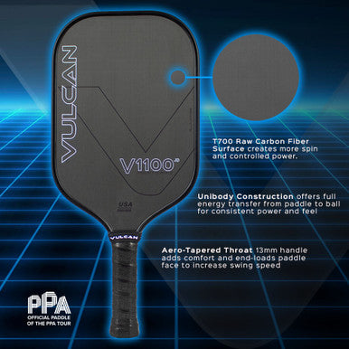 Vulcan V1100 T700 Raw Carbon Fiber Pickleball Paddle