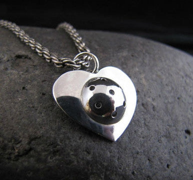 Sterling Silver Pickleball Heart Pendant